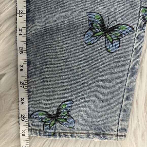 PACSUN womens NWT Dad Jeans Butterfly pattern 22 light wash y2k - Picture 12 of 16